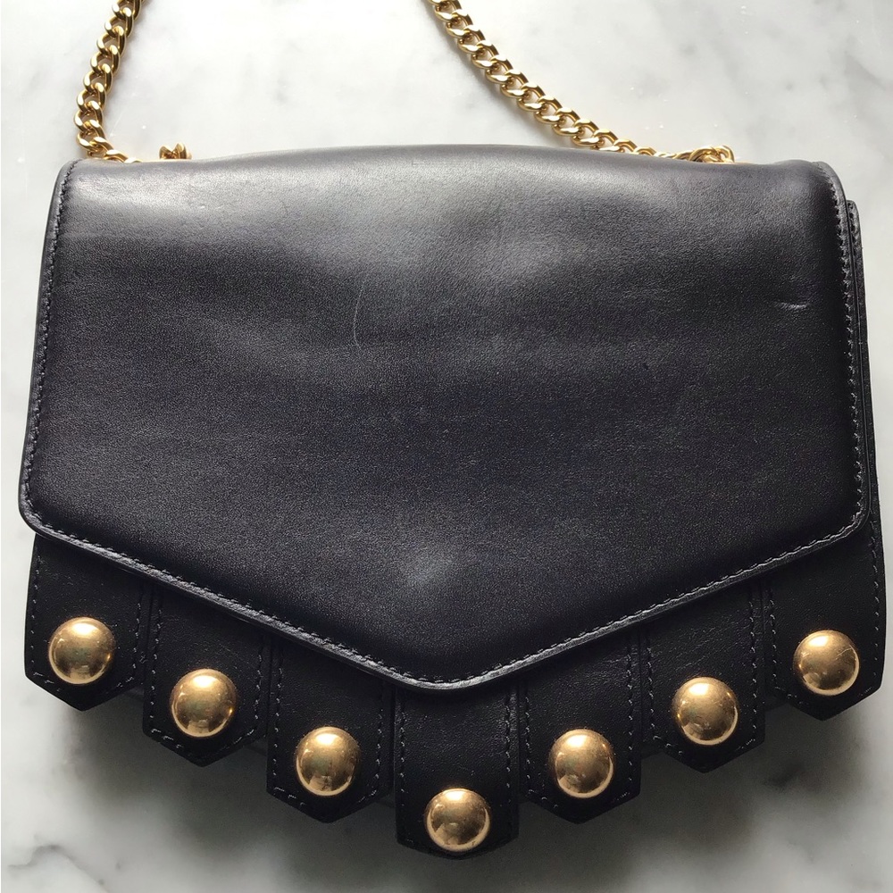 SANDRO PARIS small studded cross body bag with gold studs and chain - Picture 3 of 7